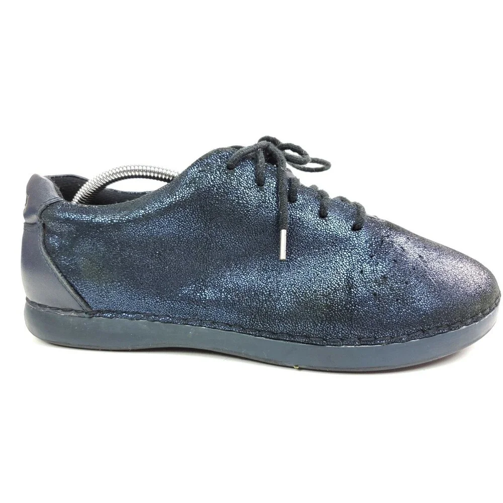 Alegria PG Lite Dark Blue Metallic Lace Up Sneakers Leather Shoes Size 10.5